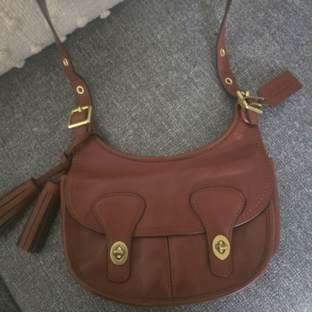 Rare Cognac Vintage Coach Amanda Legacy Shoulder Bag EUC
